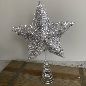Pier 1 Tree Topper Silver Star Glitter Sequins